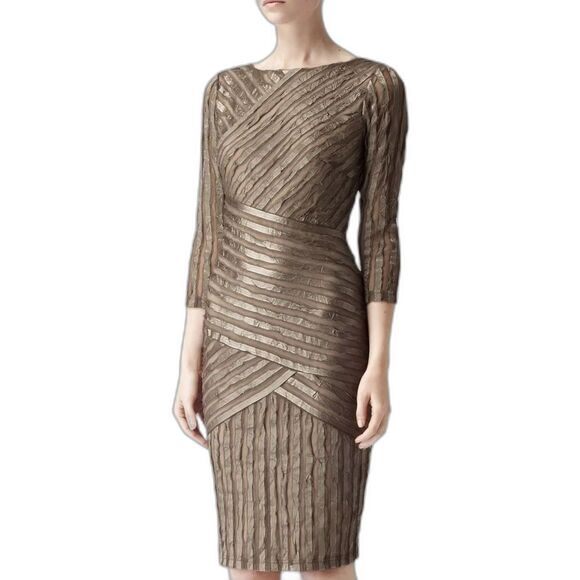 Reiss Cocktail Dress with Asymmetrical Neckline and 3/4 Sleeves. Sz. 2. NWT - Picture 1 of 10